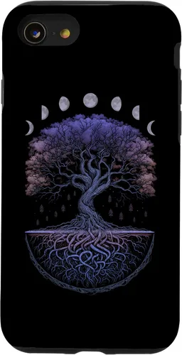 Miniatura 17 de Funda para iPhone 11 Pro Max Yggdrasil nórdico árbol de la vida vikinga fases de la luna