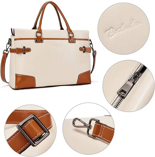 Miniatura 2 de BOSTANTEN Maletín de cuero tipo mensajero, bolsos para portátiles, bolsos para mujeres y mujeres, cartera de cuero con bloqueo RFID, pequeña