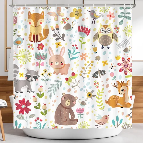 Miniatura 12 de Lokigo - Linda cortina de ducha con conejos, cortinas de ducha divertidas con conejos de Pascua para decoración de baño, cortina de ducha de tela
