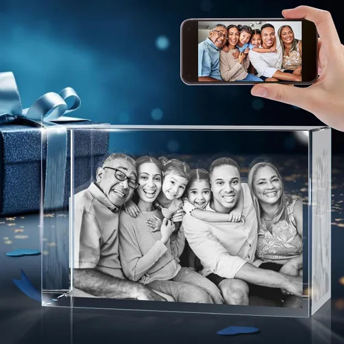 Foto de cristal 3D, regalos personalizados, marco de fotos 3D personalizado, rectangular, regalos para parejas, regalos familiares, regalos para