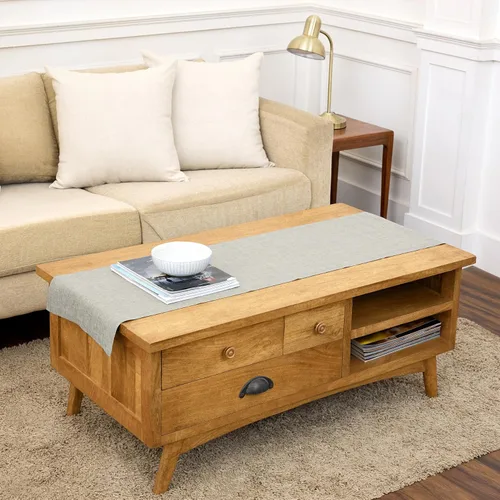 Miniatura 54 de Solino Home - Camino de mesa de lino, amarillo limón cambray, 14 x 120 pulgadas, Athena, lavable a máquina y de 100% lino europeo hecho a mano 15
