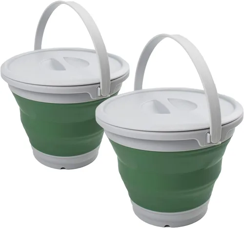 Miniatura 7 de SAMMART Cubo de plástico plegable de 5.5L (1.4 galones) con tapa, bañera redonda plegable con tapa, cubo de agua portátil para pesca, bote de agua
