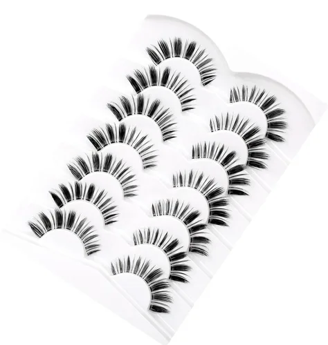Miniatura 644 de Pooplunch - Pestañas postizas finas de visón sintético, estilo ojo de gato, naturales, cruzadas, tipo racimo, efecto 8D de volumen, tiras