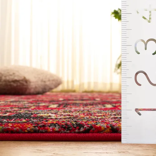 Miniatura 2 de SAFAVIEH Vintage Hamadan Collection Alfombra - 5'3" x 7'6", Rojo & Multi, Diseño tradicional persa, que no desprende pelusa y fácil de limpiar