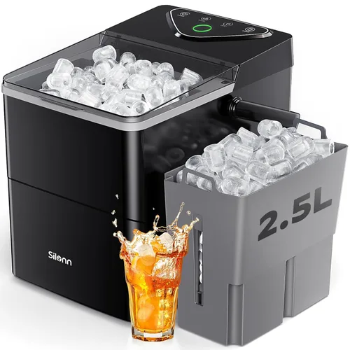 Miniatura 12 de Máquina de hielo Nugget para encimera, Silonn máquina de hielo de pellets masticables con función de autolimpieza, 33 libras/24H máquinas de hielo