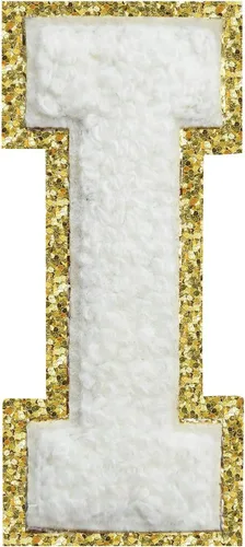 Miniatura 48 de Parches de letras termo-adhesivas de felpilla para chaquetas, parches de letras universitarias con brillantina para planchar en la letra azul A
