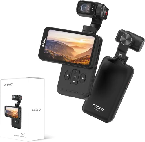 ORDRO M5 Cámara de Bolsillo 5K, Cámara de Video Portátil Vlogging 3.5 Pulgadas, Pantalla Táctil Giratoria, Estabilización de 3 Ejes, Visión Nocturna