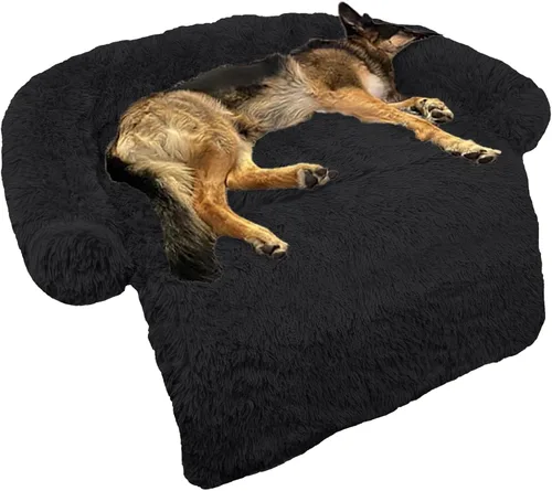 Miniatura 11 de Cama calmante para perro, tapete de felpa esponjoso para perros con protector de muebles con funda extraíble lavable para perros y gatos grandes
