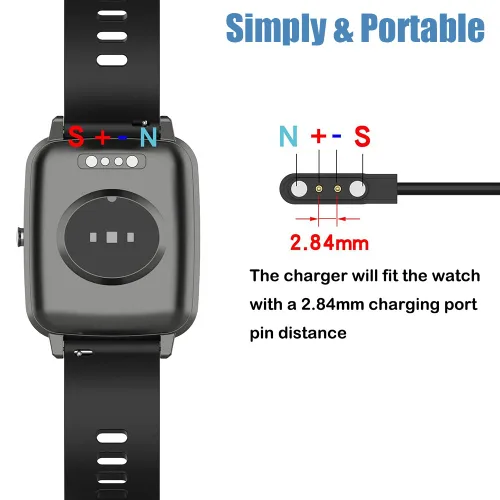 Miniatura 3 de Paquete de 2 cargadores VeryFit para reloj inteligente, cable de carga magnético para IDW26 25 23 21 19 17 16 15 13, SKG V7 Pro R8, Umidigi Uwatch