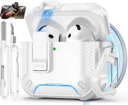 Miniatura 45 de Funda para AirPods Pro de 2 generación con soporte para teléfono, diseño de interruptor automático de protección completa contra caídas con kit