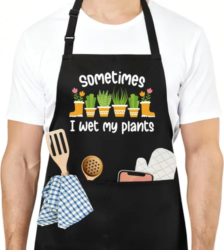 Miniatura 24 de Divertido delantal de cocina para mujeres y hombres, delantal de cocina para hornear con 2 bolsillos, lindo regalo de cumpleaños, Navidad, día