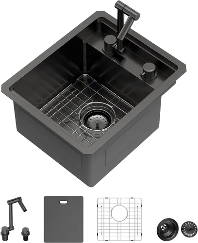 Miniatura 21 de Fregadero de Montaje Bajo de 13 Pulgadas - Beslend 13”x15”x9” Fregadero de Cocina de Acero Inoxidable de Montaje Bajo Calibre 16 Fregadero de Cocina