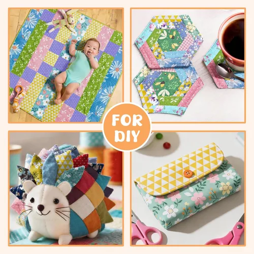 Miniatura 4 de Aubliss - Juego de 50 piezas de tela 100% algodón, hojas cuadradas de 20 x 20 cm, precortadas, estampadas con flores, suministros para costura