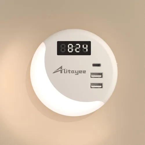 Miniatura 9 de Alitayee Luz nocturna LED, luces nocturnas enchufables a la pared, luz nocturna inteligente con sensor de luz nocturna con cargador USB C