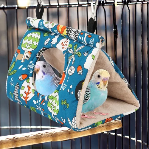Miniatura 3 de Rypet Casa de nido de pájaros cálida para invierno, hamaca colgante de terciopelo, jaula de felpa mullida para pájaros escondidos, cama para dormir