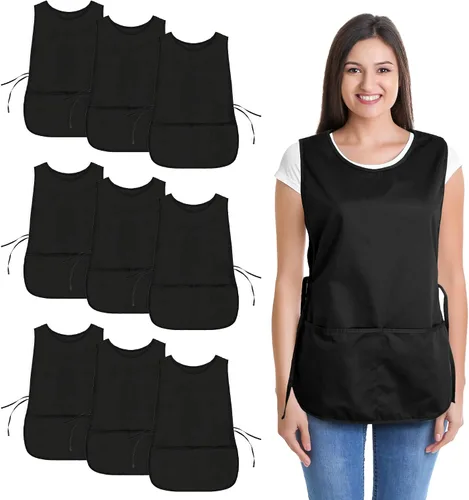 Miniatura 15 de DALIX Delantal Cobbler 2 Bolsillos Smock Regular 28.5" x 18.5" Negro