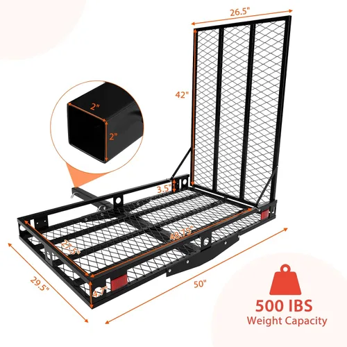 Miniatura 7 de Goplus Transportador de scooter de movilidad, 50 x 29.5 pulgadas plegable para silla de ruedas para automóvil con rampa de 42 pulgadas
