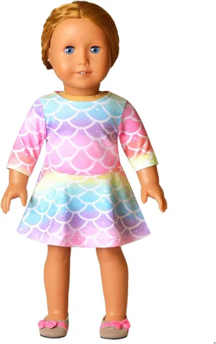 Miniatura 7 de Perfashion Vestidos a juego para niñas y muñecas sin mangasmanga larga, acampanados, faldas de fiesta de unicornio