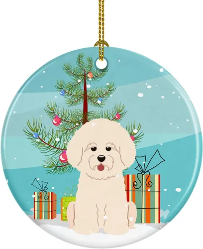 Miniatura 105 de Caroline's Treasures Adorno de cerámica para árbol de Navidad, Laika Spitz de Siberia Occidental, decoración colgante para árbol de Navidad