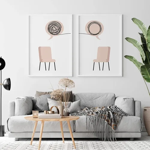 Miniatura 4 de FSZSEES Psicoterapia Consejero Oficina Pintura de Pared para Arte de Europa del Norte Moderno Lienzo Arte de Pared Silla Hablar Ayuda Salud Mental