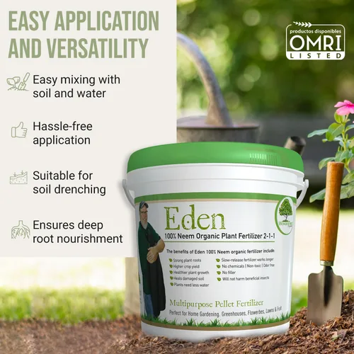 Miniatura 5 de Eden - Pastel de neem 100% orgánico, para huerta, árboles frutales, rosas y plantas de interior o exterior, con certificación OMRI (5 libras)