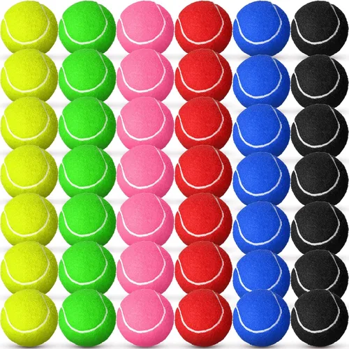 Jenaai 48 pelotas de tenis de entrenamiento de colores para principiantes, práctica de tenis de alta elasticidad para jóvenes, pelotas de juego para