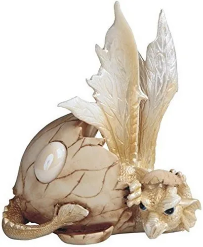 George S. Chen Imports SS-G-71529 - Figura de estatua de huevo de dragón con piedra natal de octubre, 5 pulgadas, blanco ópalo