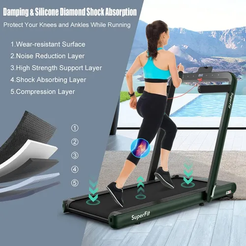 Miniatura 3 de GYMAX Caminadora plegable para debajo del escritorio, 4.75 HP 2 en 1 con control de frecuencia cardíaca, control de aplicación, pantalla táctil LED