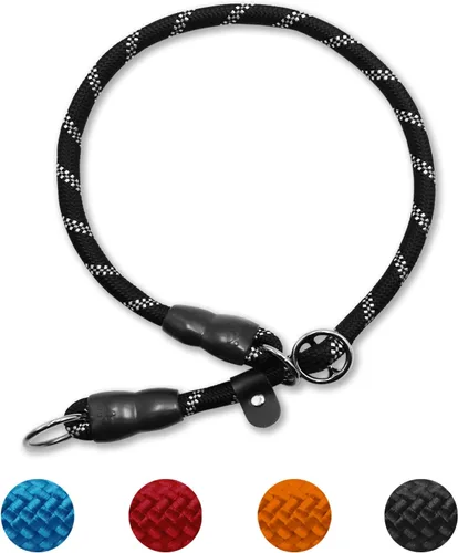 Miniatura 11 de LOS ANDES Collar para perro con tapón deslizable, gargantilla antitirones, collar martingala para perros pequeños, medianos y grandes, nailon, Negro
