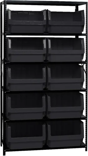 Miniatura 113 de Quantum QSBU-245BK Heavy Duty Shelving Unit with (7) Shelves and (24) QUS245 Black Bins for Garage Warehouse Storage Distribution 400 lb Load