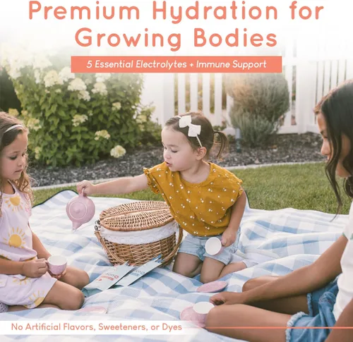 Miniatura 2 de Hydration+ - Mezcla de bebida de electrolitos para niños, cero azúcar, apoyo inmunológico y óseo con vitamina D, zinc y K2, cuchara de polvo