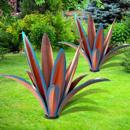 Miniatura 6 de TOMBABY Agrandar arte de metal grueso resistente al viento de agave para jardín, planta de metal, escultura de campo, decoración al aire libre, 12