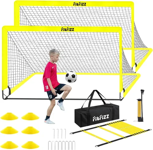 Portería de fútbol, portería de fútbol para patio trasero, juego de red de fútbol portátil desplegable de 6 x 4 pies, equipo de entrenamiento de