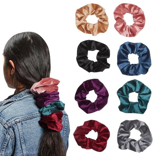Glamlily Paquete de coleteros de terciopelo Jumbo - Lazos de terciopelo de agarre suave - Soporte versátil para cola de caballo y accesorio para el