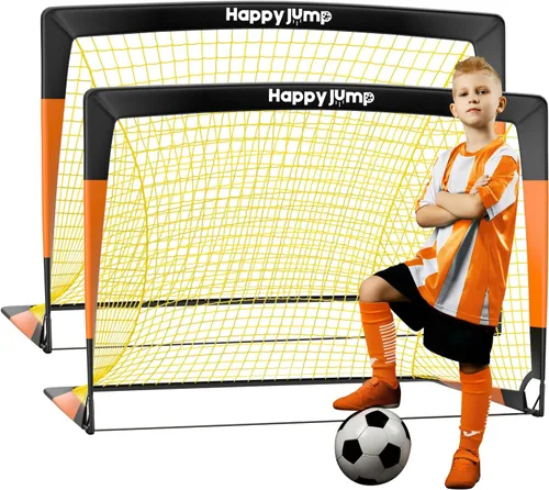 Miniatura 13 de Happy Jump Portería de fútbol 7'x5', 6.6'x3.3', 5'x3.6', 4'x3', 3'x2.2' Red de fútbol para patio trasero de niños