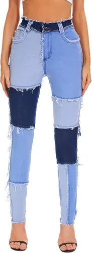 Miniatura 3 de Dxyufazhe Jeans elásticos de cintura alta para mujer, pantalones de mezclilla deshilachados a la moda