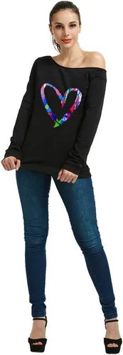 Miniatura 2 de Magicmk - Sudadera de hombro descubierto y mangas largas, con estampado de labios de mujer, en talla extragrande, para mujer