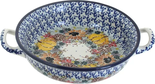 Miniatura 2 de Blue Rose Polish Pottery - Mini cazuela Bluebird con asas, 6.75 pulgadas de diámetro, utensilios para hornear únicos, aptos para lavavajillas