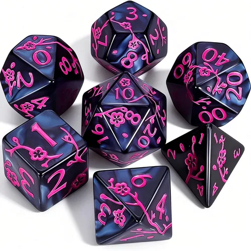 Miniatura 36 de CiaraQ DND - Juego de dados poliédricos con bolsa de dados para juegos de rol de Calabozos y Dragones RPG MTG (fuente negra y dorada)