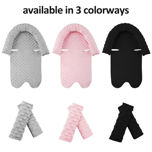 Miniatura 7 de Pea Pod Reposacabezas para Asiento de Coche para Bebés y Recién Nacidos con Fundas para Correas Ultra Suave de Tela de Minky con Puntos para Asiento