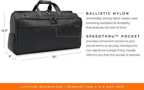 Miniatura 2 de Briggs & Riley, Negro, bolsa de lona para ropa de 22 pulgadas, Negro -, Bolsa de lona para ropa