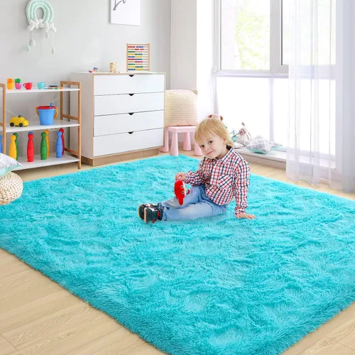 Miniatura 3 de Alfombras ultrasuaves y esponjosas para dormitorio, de 5 x 8 pies, alfombras de área de pelo largo para sala de estar, alfombra peluda grande