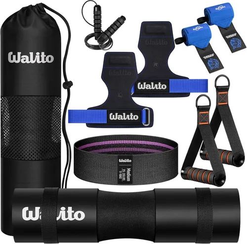 Miniatura 10 de WALITO 8Pcs Barbell Pad Set for Hip Thrust - Squat Pad,Gym Accessories for Women with Bar Bad,Bench Press, with Gym Ankle Straps,Resistance Bands