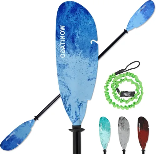 Miniatura 10 de Remos de kayak para pescadores, remo de aluminio con palas de plástico y correa de remo, remos flotantes ajustables para kayak de pesca, 3 piezas