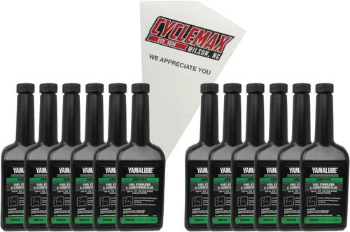 CYCLEMAX Paquete de doce compatibles con estabilizador y acondicionador de combustible Yamaha Yamalube Plus ACC-FSTAB-PL-12 contiene doce botellas