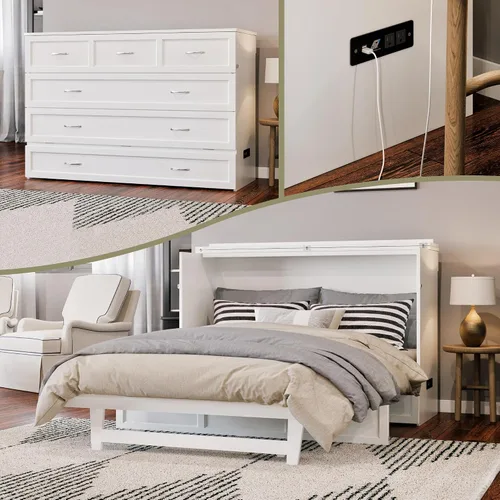 Miniatura 28 de AFI, Northfield Murphy Bed - Baúl de cama Twin XL con colchón de 6", cajón de almacenamiento y cargador USB integrado, ámbar quemado