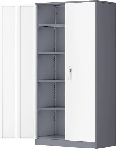 Miniatura 10 de Armario de almacenamiento de metal Greenvelly, armario de almacenamiento con cerradura de 91 cm con puertas y estantes, armarios de almacenamiento