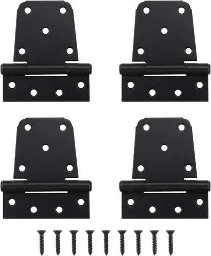 Bisagras de puerta resistentes, paquete de 4, bisagras de puerta de granero negras de 3.5 pulgadas, bisagras de puerta de metal para puertas de