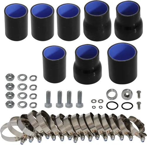Miniatura 2 de Kit de intercooler de montaje delantero para motores VW Jetta Golf GTI GL/GLI/GLS MK4 1.8T 1.8L 98-05 Motores FMIC Bolt (plisado negro-negro)