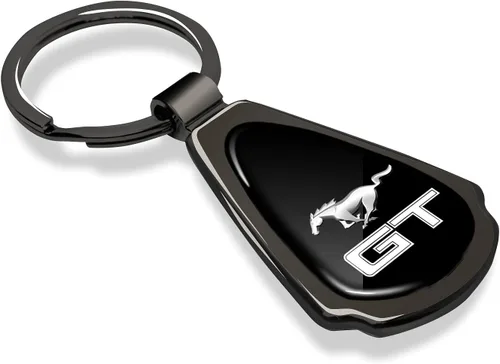 Miniatura 2 de iPick Image for Ford Mustang GT Black Dome Metal Teardrop Key Chain